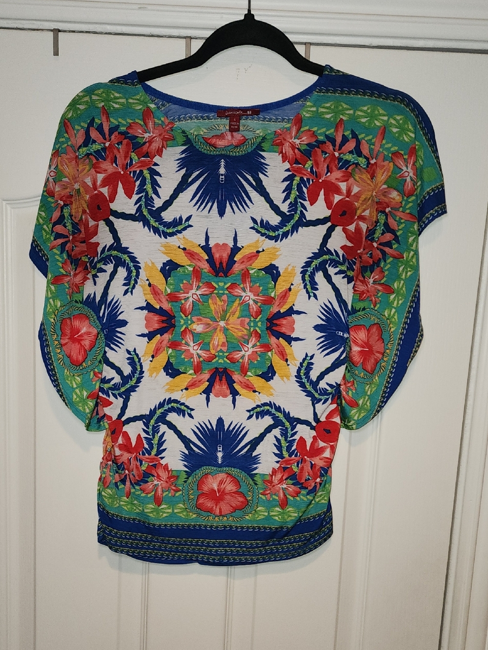 Vintage Silvergate Multicolor Tropical Floral Dolman Top, Sz. Small - Picture 2 of 12